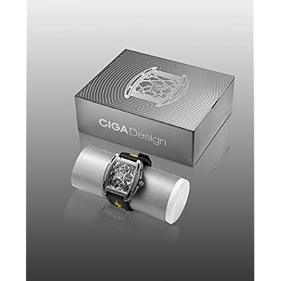 CIGA Design Z Series - Aircraft Carrier Version Automatic Mechanical Watch, Aircraft Shape Pointer Titanium Case Skeleton Tonneau Sapphire Crystal Wrist Watch with Aircraft Carrier Runway Strap