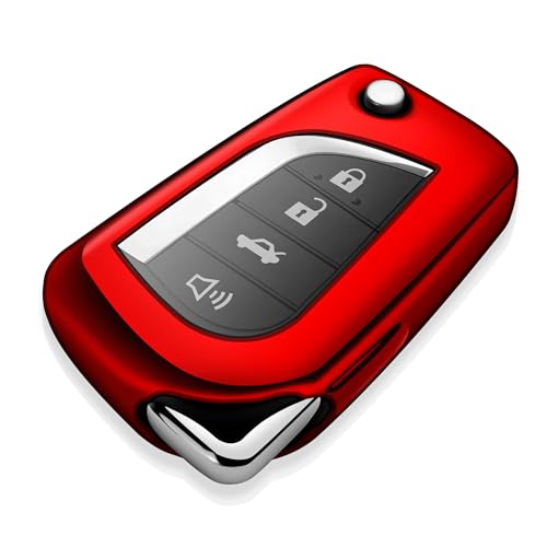 Image of Tukellen for Toyota Key Fob Cover,Special Soft TPU Key Case Cover Protector Compatible with 2018-2024 Camry SE /LE,2020-2025 RAV4 LE,Corolla SE /LE Smart Key-(Red)