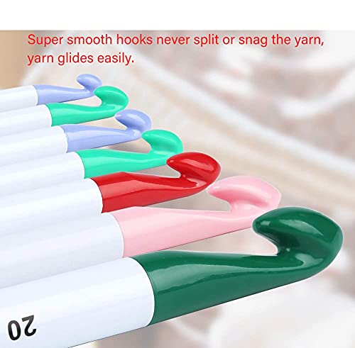Image of Jasol Crochet Hook 6 Sizes Crochet Hooks Set 7mm-20mm for Large Size Yarn Crochet Needle Set of 1 (Multi)