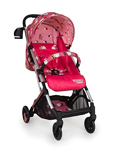 Cosatto Woosh 3 Pushchair – Lightweight Stroller From Birth to 25kg - One Hand Easy Fold, Compact, Telescopic Handle, Extra Large Shopping Basket, Cup Holder & Raincover (Ladybug Ball)
