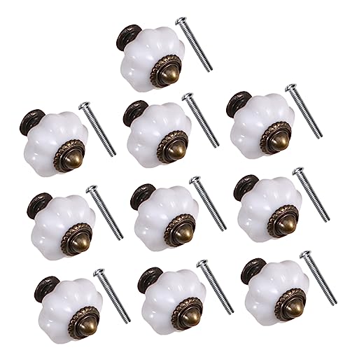 WOONEKY Pumpkin Knobs 10pcs Round Handles for Night Table Cabinet Drawer Green