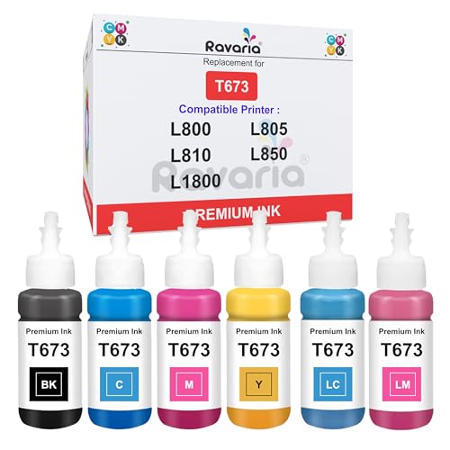 Image of T673 Compatible Refill Ink for EP L805 L800 L1800 L810 L850 Printer (T673 Ink 6 Color Set)