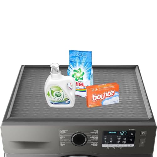 Washer and Dryer Covers for the Top, Anti-Slip Washing Machine Top Protector Mat, Dust-Proof & Quick Drying Washer Dryer Cover for Laundry Kitchen Home (Dark grey)