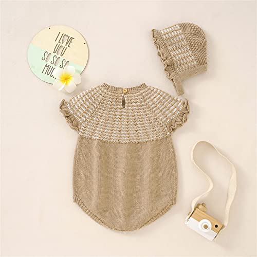Boys Knitted Outwear Baby Newborn Infant Baby Knitted Romper Cotton Sleeveless Girl Ruffled (Khaki, 12-18 Months)3