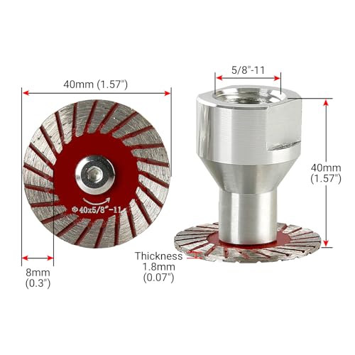LOZLIN 5-Piece 40mm Diamond Engraving Blade & Saw Kit with Removable Flange (5/8-11 Thread) for Granite Marble Ceramic PVC Precision Lettering - Multi-Material Carving Tools-Red