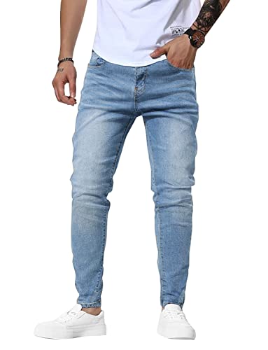 Woenzaia Skinny Jeans Men Slim Fit Blue Distressed Jeans For Men Stretchy Jean Pants Mens Tapered Denim Jeans Pants #TOP1