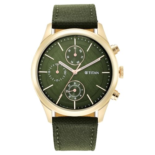 Image of Titan Neo Splash Green Dial Quartz Analog with Date Fabric Strap Watch for Men-NS1805WP01