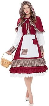 COSDREAMER Womens Pilgrim Dress Colonial Costume Maid Dress (red, Large) :  Amazon.com.be: Toys