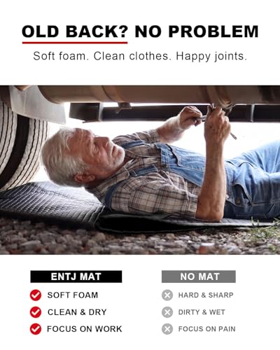 Image of ENTJ Rolling Mechanic Creeper Mat for Low Profile Cars with Storage Bag | Padded Automotive Under Car Repair Pad, Portable For Garage Ground, Gravel, Roadside, Camping, Kneeling, Pet, RV, SUV, Truck