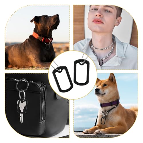 Aeaocvo 10 Stück Dog Tags Silicone, Hundemarke Silikon Schalldämmerung, Army Dog Tags mit 4 Ketten, Hund Erkennungsmarke