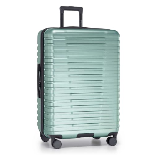U.S. Traveler Boren Expandable Hardside Rugged Travel Luggage with 8 Spinner Wheels, Metallic Lime Green, Checked-Large 30-Inch