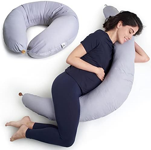 Niimo Pregnancy Pillow for Sleeping - 2022 Double Platinum Winner, Washable Maternity Pillow for Pregnant Women, Pregnancy Gifts, Pregnancy Sleeping Pillow, 100% Cotton Pillowcase, Blue White Stars