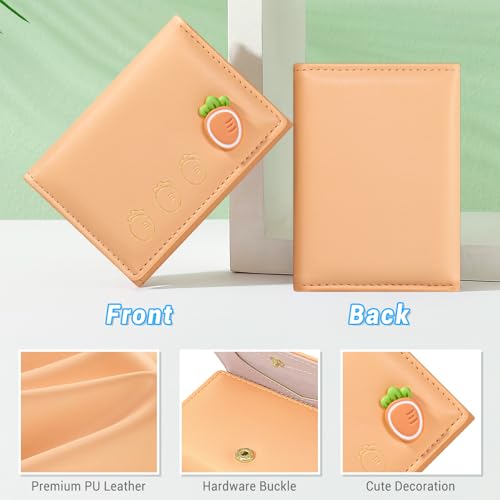 YINHEXI Wallet for Women, Women’s Wallet Card Holder with Fruit Pattern, Small Trifold RFID Blocking Purse, Small Cute Leather Pocket Wallet (Carroty)4