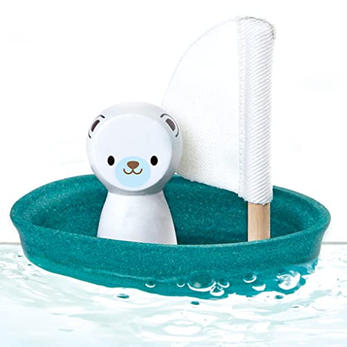 Plantoys Sailing Boat With Polar Bear Bath And Water Play Toy (5712) | Sustainably Made From Rubberwood And Non-Toxic Paints And Dyes | Eco-Friendly Planwood #TOP25