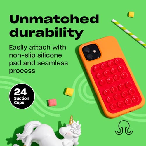 Image of OCTOBUDDY Classic MAX - Silicone Suction Phone Case Adhesive Mount - Hands-Free, Strong Grip Holder for Selfies and Videos - iPhone and Android Compatible - 2.6″ x 3.9″, Yolk Yellow