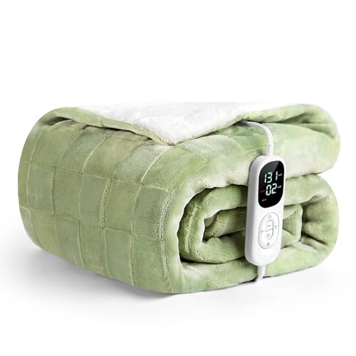 iuui Heated Throw(50"x60") Blanket,Ultrasoft Electric Blanket Checkered Pattern