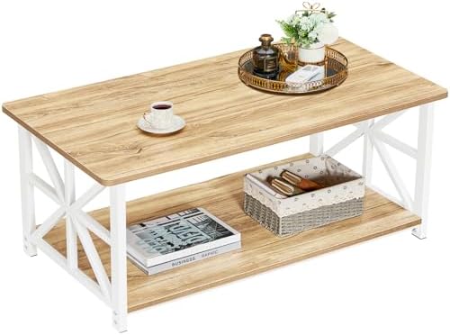 GreenForest Table Basse,Moderne de Salon,avec 2 Niveaux Rangement...