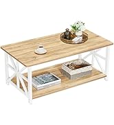 GreenForest Salontafel met 2 planken, 100 cm, ronde salontafel, tafelblad in M-stijl