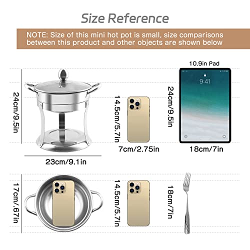 Brisunshine 6 Packs Individual Single Shabu Hot Pot,1Qt Mini Round Chafing Dish Buffet Set,Stainless Steel Food Server Warmers With Glass Lids For Caterings Parties Wedding #TOP4