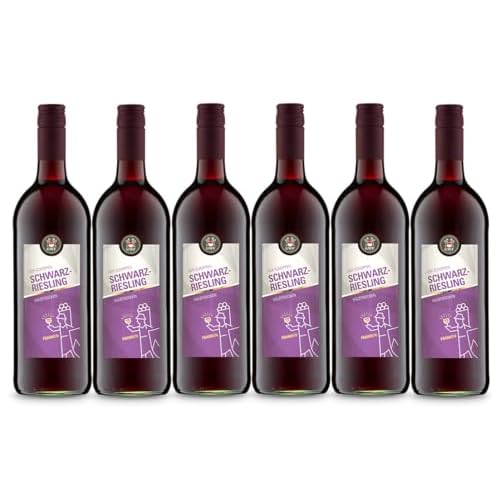Schwarzriesling halbtrocken Literwein – 6 Flaschen à 1 L – fränkischer Rotwein, Qualitätswein aus Franken | Vier Schoppen (GWF)