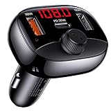 Auto Bluetooth 5.0 FM Transmitter USB C, 20W PD & QC 3.0 50W KFZ Ladegerät Zigarettenanzünder Fast Charge für iPhone 12 11 Tablet Handy, Car Radio Adapter FM Sender unterstützt TF Karte USB Stick