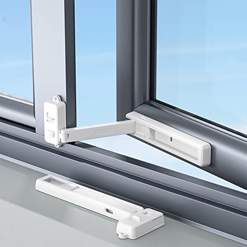 SAFELON 2 Pièces Baby Safety Window Restrictor, Verrou de sécurité pour enfants et animaux domestiques, Aucun outil de perçage, Facile à installer et à utiliser (Blanc) Cover