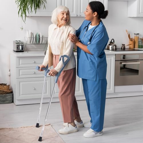 2 Pcs Forearm Crutches for Adults Foldable Knee Patients Mobility aids for Children，Adults and Seniors muletas para adultos - Thumbnail 4