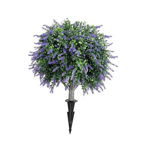 LeeQinersw Artificial Lavender Topiary Fake Lavender Ball Tree for Outdoor Front Porch