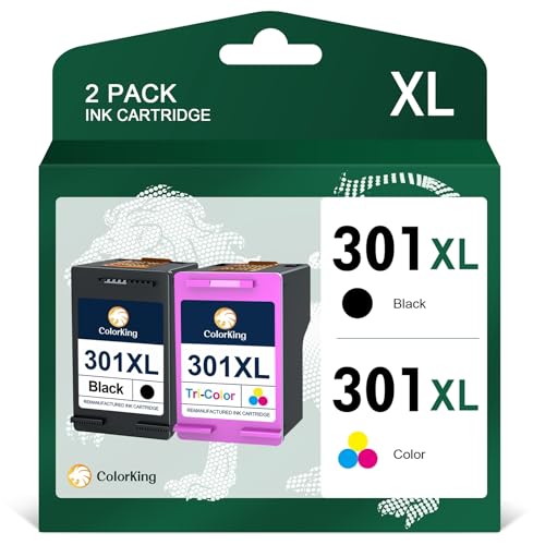 ColorKing 301XL Remanufacturado Cartuchos de Tinta Sostituzione para Tinta HP 301 301XL para HP Deskjet 2540 1050 1510 3050A 2050 1000 Envy 4500 4508 5530 Officejet 4630 2620 (1 Negro, 1 Tricolor)