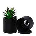 D'vine Dev Modern Plastic Plant Pots, Planters for Plant with Drainage Holes and Saucers, Black Color, 74-Y