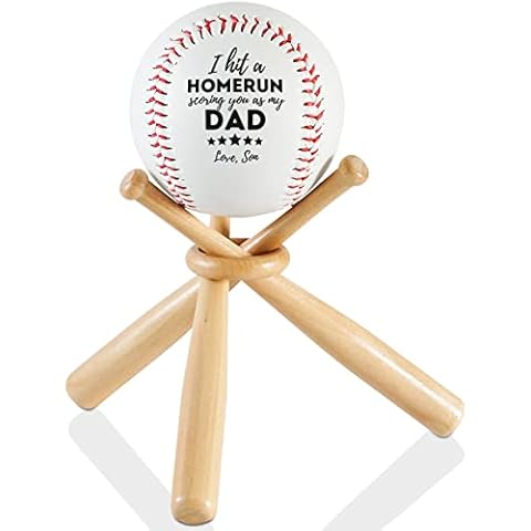 Dad Gifts, Baseball Gifts for Dad from Son for Father's Day Birthday Christmas, Printed Baseball with Stand Holder - Score You as My Dad Cover