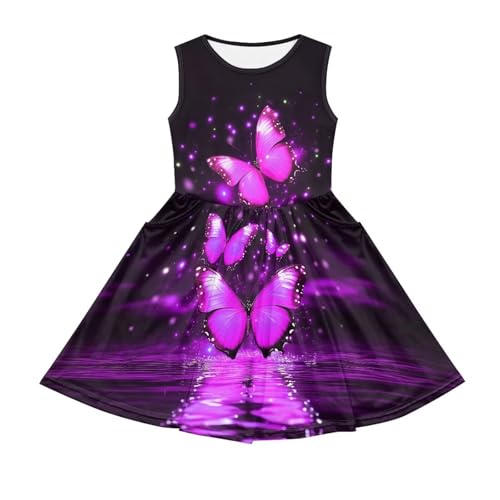 Girls Dresses Summer Dress Sleeveless Mid-Length Casual Dress Kids with Pocket Spring Dressesfor Toddler 2-14