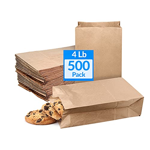Reli. Paper Lunch Bags, 4 Lb | 500 Pcs - Bulk | Brown Paper Bags 4 lb Capacity | Kraft Paper Lunch Bags/Small Grocery Bags | Brown Paper Sacks for Snacks, Crafts, Lunch | Brown/Kraft