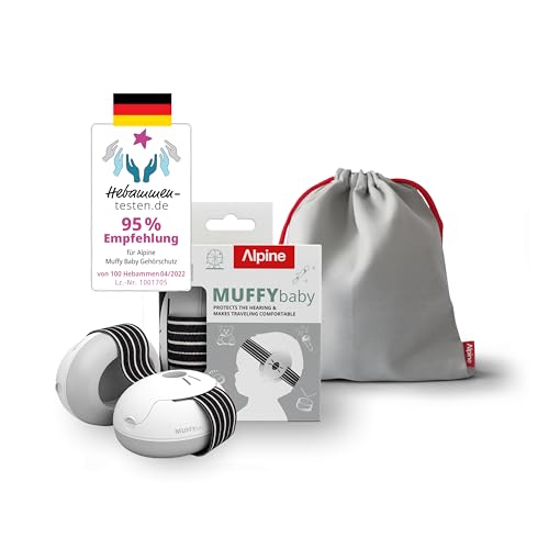 Alpine Muffy Baby Classic - Gehörschutz für Babys - Verstellbares ANTI-SLIP-Kopfband bis 48 Monate - In Deutschland auf Sicherheit getestet - Lärmschutz Kopfhörer verhindert Gehörschäden Schwarz