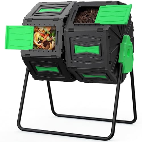GasXcel 45-Gallon Dual Chamber Compost Tumbler – BPA-Free Tumbling Composting