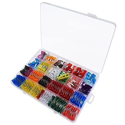 KAOLALI 300 PCS - Car Fuses Assortment Kit Blade-Type Automotive Fuses Standard & Mini Size (2A 3A 5A 7.5A 10A 15A 20A 25A 30A 35A 40A), Replacement Fuses for Car RV Truck Motorcycle Boat