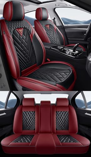 NOBQUA Autositzbezüge Universal Set, Leder Autositzbezug Komplettset, Vordersitze & Rückbank，Universal Fit für die meisten PKW, SUV, Limousinen und LKW