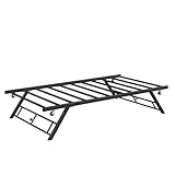 IDEALHOUSE Twin Pop Up Trundle Bed Frame,Trundle Day Bed with Lockable Casters,Foldable Metal Platform,Ink