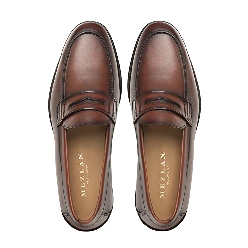 Mezlan E402 - Mens Handsewn Moccasin With Burnished Finishes - Handcrafted In Spain - Medium Width (Brandy, 10.5) #TOP4