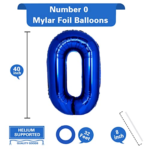 40 Inch Giant Navy Blue Number 0 Balloon, Helium Mylar Foil Number Balloons For Birthday Party, Birthday Decorations For Kids, Anniversary Party Decorations Supplies (Navy Blue Number 0) #TOP1