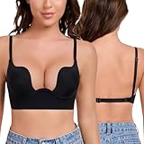 Curyon Plunge Soutien-gorge dos nu Push Up Coupe en U profonde avec armatures Petit bonnet A-D Soutien-gorge bas dos bas pour cérémonie, mariage, remise de diplôme, bal, fête, rendez-vous galant, vie