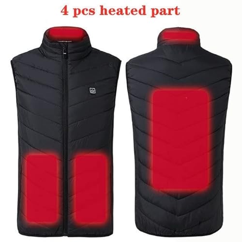 Winter Heating Vest Jacket Warmte Vest Puffermen Electric Usb Heater Tactical Bodywarmer For Sports Hunting Hiking 22.10.27 (Color : 4 Areas Heat Black, Size : 3X-Large) #TOP1