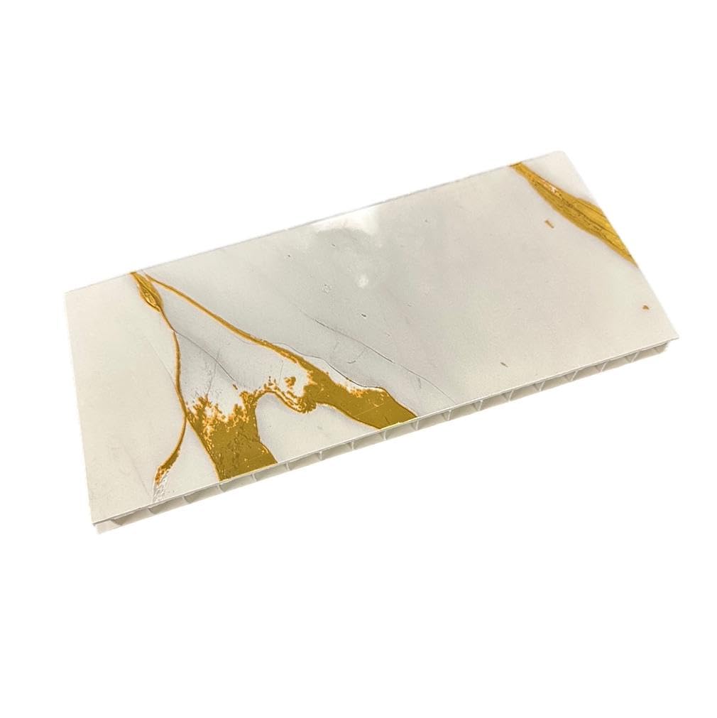 DBS Gold White Marble 10mm Sample Piece Bathroom PVC Cladding Wall Shower Panel Sample