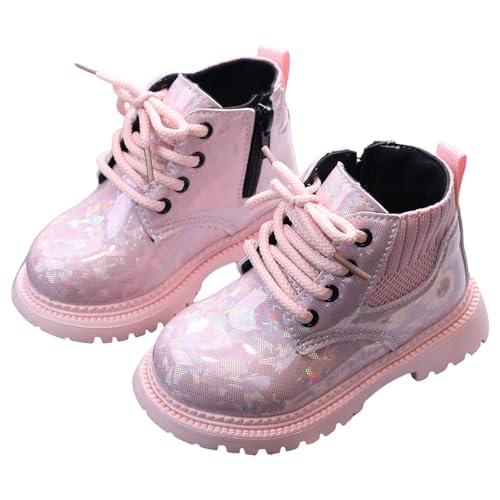 IWIHMIV Girls Glitter Ankle Boots Side Zipper Outdoor Casual Non Slip Comfortable Dress Booties for Toddler2