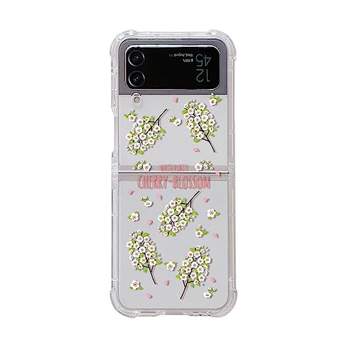Coque transparente Galaxy Z Flip 4 fleur de cerisier pour selfie et usage urbain