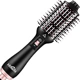 Himimi 4-in-1-Haartrockner mit 3 Temperaturen Heißluftbürste Negativ-Ionen-Haarglätter Lockenwickler Rosa