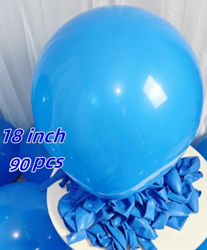Image of 90 Pack Blue Balloons 18 Inch Blue Latex Big Balloons for Party Decorations and Events