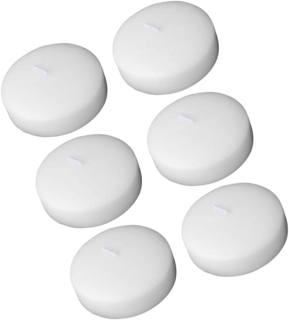 6pcs Small Round Unscented Floating Candles 4.5x2.5cm, Decorative Wax Tea Lights for Wedding, Party, Romantic Dinner, Birthday, Hotel, and Home Décor Use