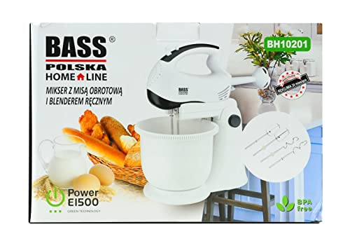 BASS POLSKA Küchenmaschine mit Schüssel und Stabmixer 700 , 5 Geschwindigkeiten, Küchenhelfer, aus Edelstahl… – Bild 7