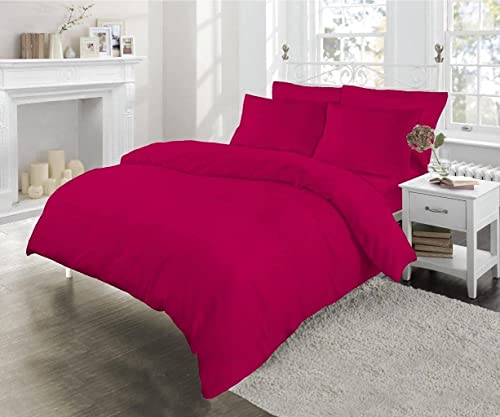 Sleep and Beyond Easy Care 180 Thread Count Percale Duvet Cover Set (Fuchsia, 200x200CM, Double)
